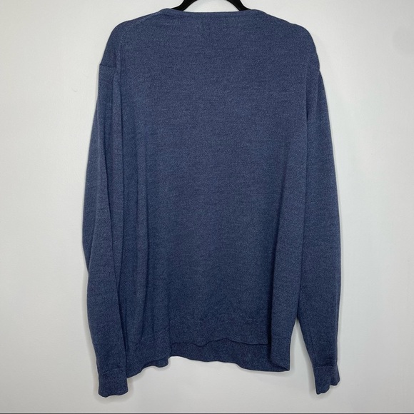 Nordstrom Sweater Pullover V-Neck Blue 100% Italian Merino Wool - Picture 3 of 6